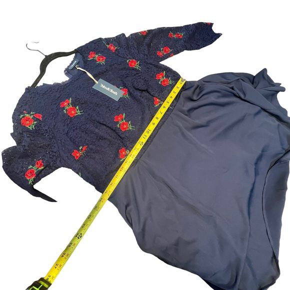 NWT ModCloth A-Line WomanDress Sz 22 Navy Lace Floral Embroidered Long Sleeve - Picture 11 of 16